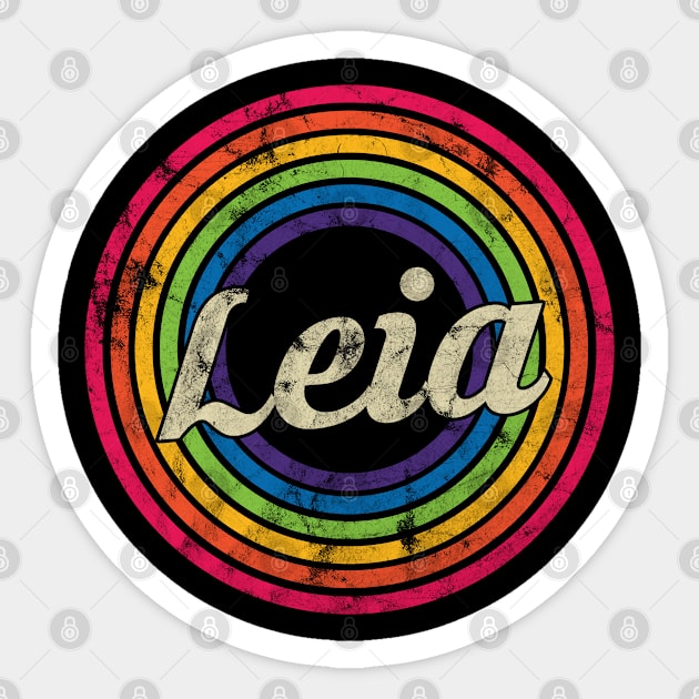 Leia - Retro Rainbow Faded-Style Sticker by MaydenArt